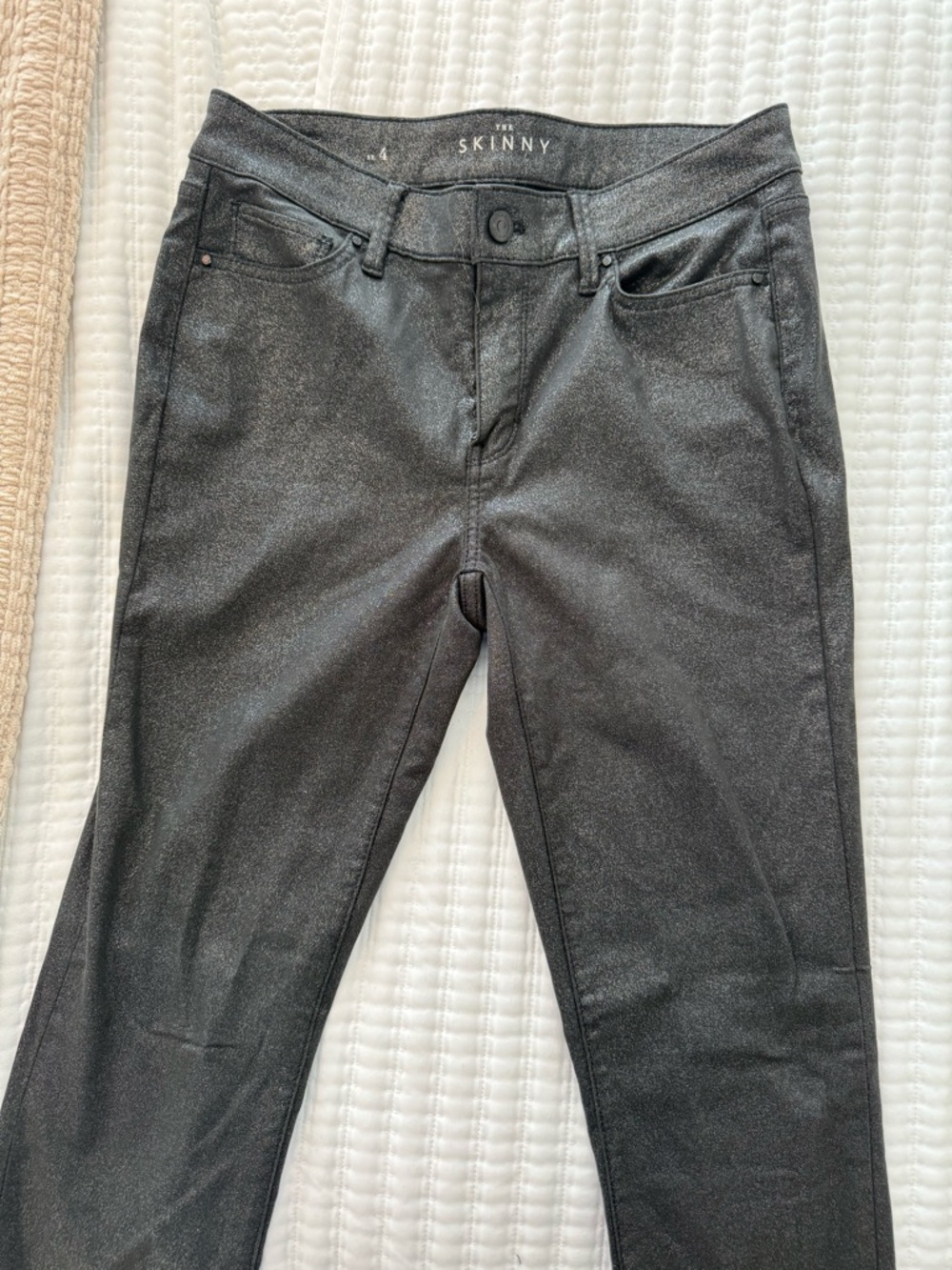 White House Black Market Sparkle Black Skinny Pants